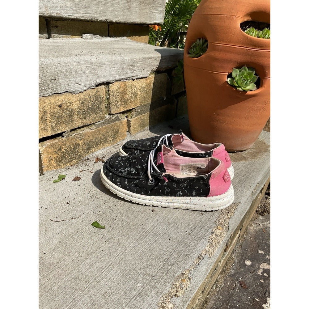 Hey Dude Girls Shoes Wendy Youth Unicorn Notebook Black Lightweight Slip-On Y1 - Picture 3 of 6